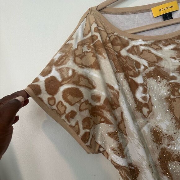 St. John Animal Print Short-sleeved Top M - Picture 2 of 7